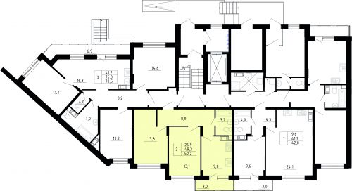 2-комнатная, квартира, 49.3 м²