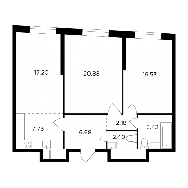 3 комнаты до 79.02