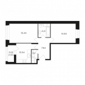 2-комнатная квартира 56,55 м²