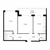 2-комнатная квартира 70,53 м²