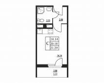 1-комнатная квартира 21,29 м²