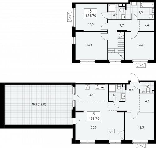 Многокомнатная, 136.7 м²