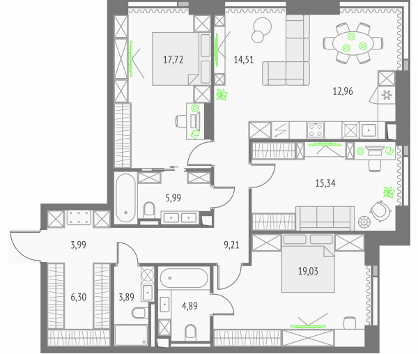 3 комнаты до 113.89