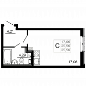 1-комнатная квартира 25,4 м²