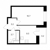 1-комнатная квартира 34,5 м²