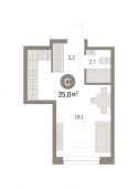 1-комнатная квартира 24,98 м²