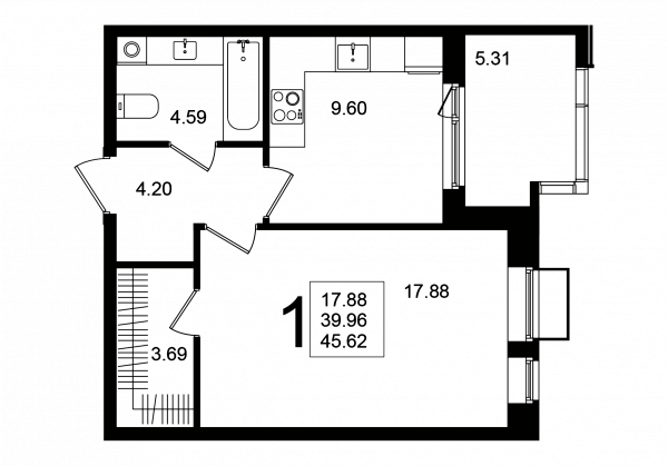 1 комната до 42.62