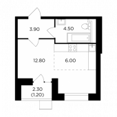 1-комнатная квартира 28,4 м²