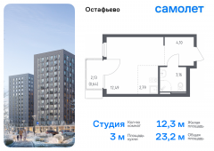 1-комнатная квартира 23,18 м²