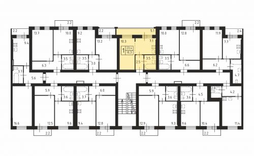 1-комнатная, квартира, 23.4 м²