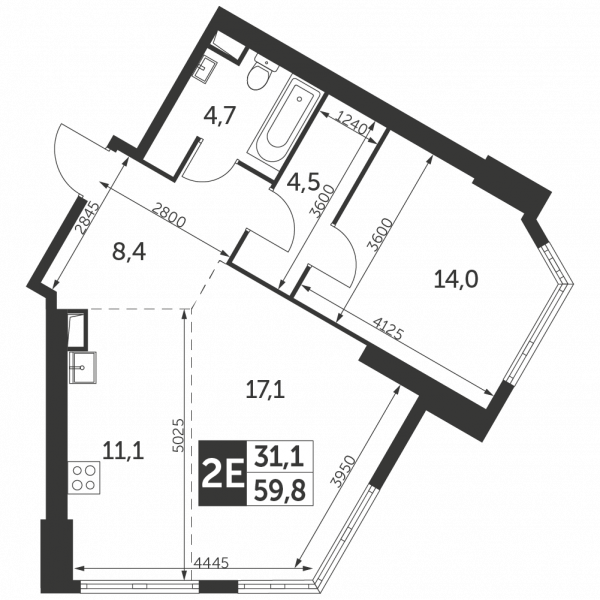 2 комнаты до 59.8
