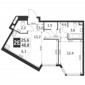 2-комнатная квартира 48,8 м²