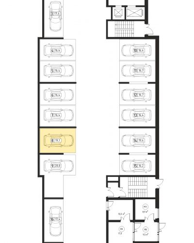 Машиноместа, 19.1 м²