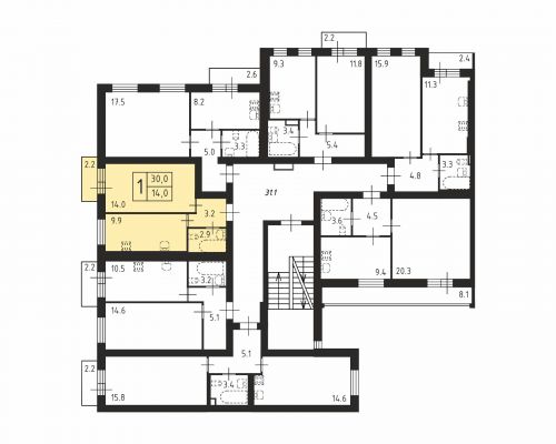 1-комнатная, квартира, 30 м²