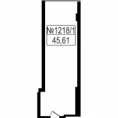 1-комнатная квартира 45,61 м²
