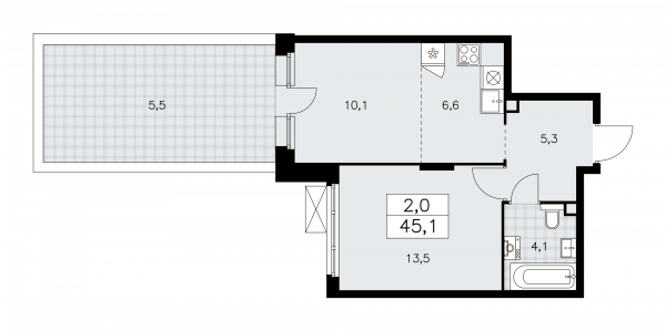 2 комнаты до 45.1