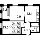 2-комнатная квартира 46,4 м²