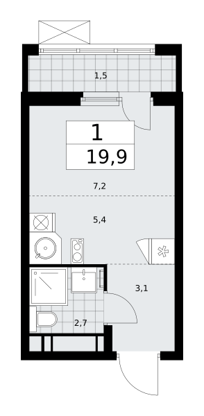 1 комната до 19.9