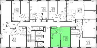 1-комнатная квартира 43,82 м²