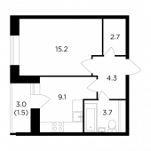 1-комнатная квартира 36,5 м²