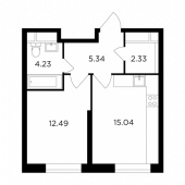 1-комнатная квартира 39,43 м²