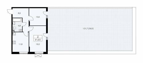 2-комнатная, 92.5 м²