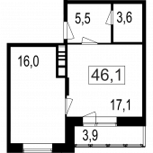 2-комнатная квартира 42,2 м²
