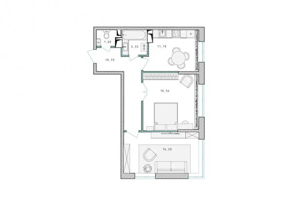 2-комнатная, квартира, 59.2 м²