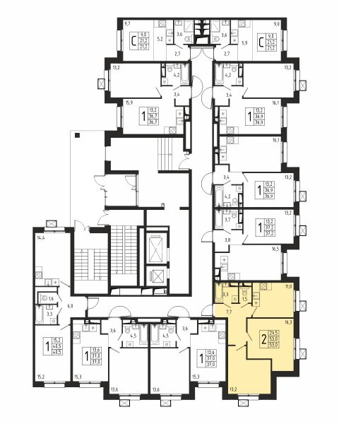 2 комнаты до 53