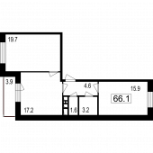 2-комнатная квартира 62,2 м²