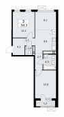 3-комнатная квартира 58,3 м²