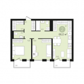 2-комнатная квартира 66 м²