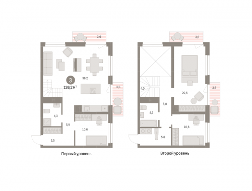 3-комнатная, 126.17 м²