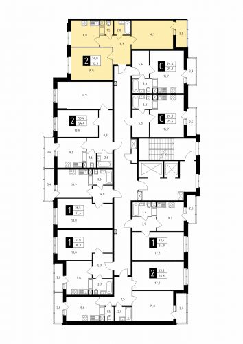 2-комнатная, квартира, 52.5 м²
