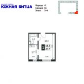 1-комнатная квартира 27,7 м²