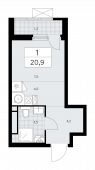 1-комнатная квартира 20,9 м²