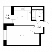 1-комнатная квартира 34,4 м²