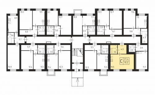 Студия, 27.4 м²