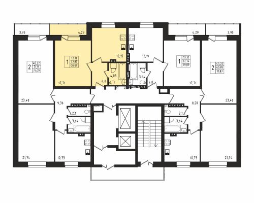1-комнатная, квартира, 37.7 м²