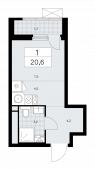 1-комнатная квартира 20,6 м²