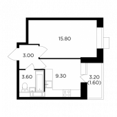 1-комнатная квартира 33,3 м²