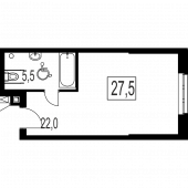 1-комнатная квартира 27,5 м²