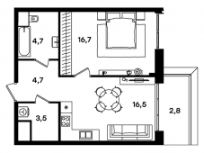 2-комнатная квартира 48,9 м²