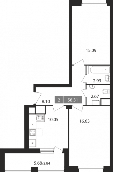 2 комнаты до 58.31