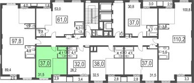 1-комнатная квартира 37 м²