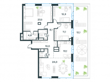 4-комнатная квартира 120,7 м²