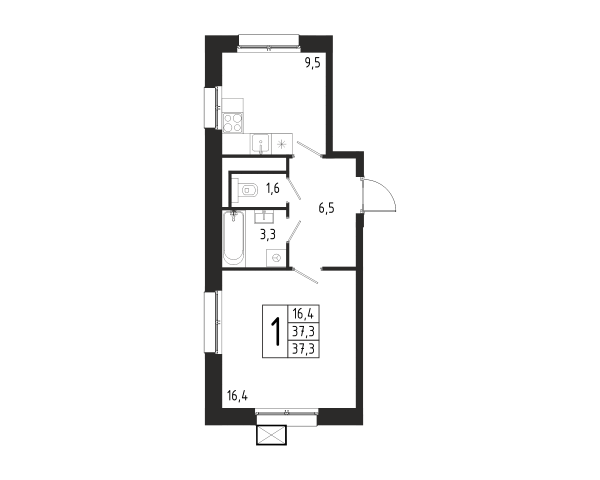 1 комната до 37.3