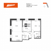 3-комнатная квартира 69,1 м²