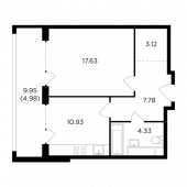 1-комнатная квартира 48,76 м²