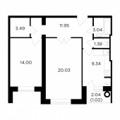 2-комнатная квартира 64,25 м²